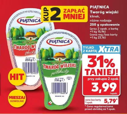 Twaróg wiejski klinek półtłusty Piątnica promocja w Kaufland