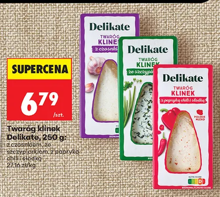 Twaróg klinek Delikate z czosnkiem promocja w Biedronka