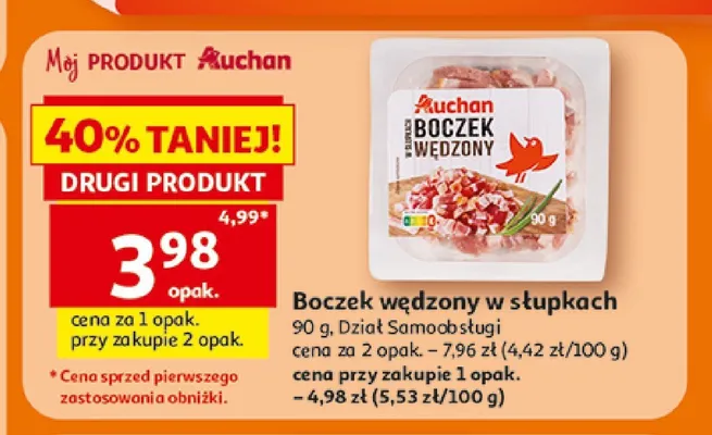 Boczek wędzony w słupkach Auchan promocja w Auchan