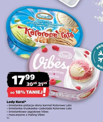 Lody Koral Kolorowe Lato śmietanka pistacja słony karmel promocja w Netto