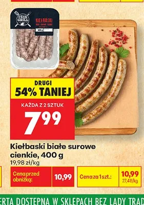 Kiełbaski białe surowe cienkie Czas na Grill promocja w Biedronka