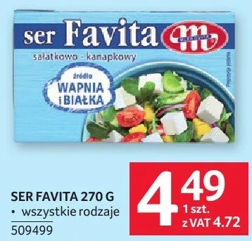 Ser Favita Mlekovita 270 g wszystkie rodzaje promocja w Selgros