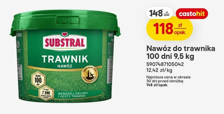 Nawóz do trawnika 100 dni Substral promocja w Castorama