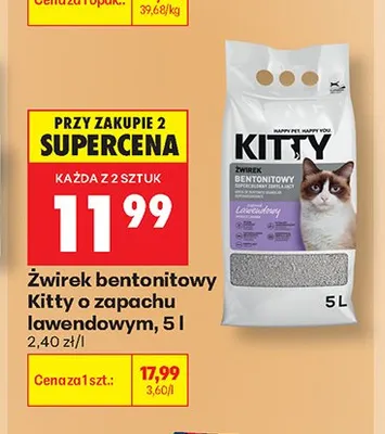Żwirek bentonitowy Kitty o zapachu lawendowym promocja w Biedronka