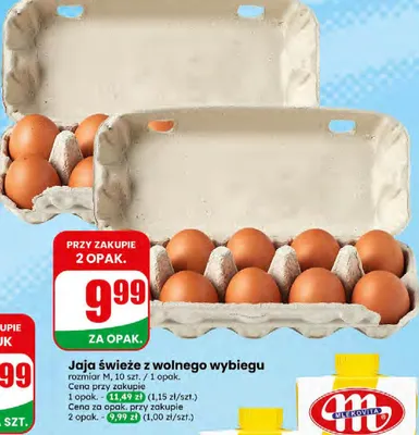 Jaja świeże z wolnego wybiegu promocja w Dino