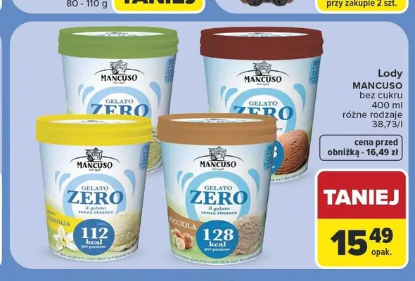 Lody Mancuso Gelato Zero Cacao promocja w Carrefour