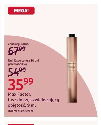 Tusz do rzęs zwiększający objętość Max Factor promocja w Rossmann