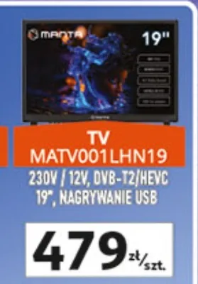 TV MATV001LHN19 230V / 12V, DVB-T2/HEVC 19", nagrywanie USB promocja w Auchan