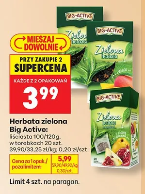 Herbata zielona Big Active liściasta promocja w Biedronka
