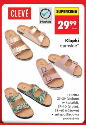 Klapki damskie CLEVÉ promocja w Biedronka