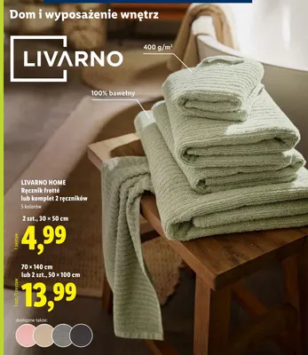 Ręcznik frotté LIVARNO HOME promocja w Lidl