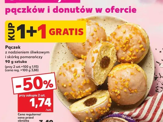 Pączek z nadzieniem śliwkowym i skórką pomarańczy promocja w Kaufland