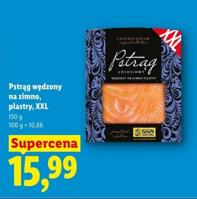 Pstrąg łososiowy wędzony na zimno plastry XXL promocja w Lidl