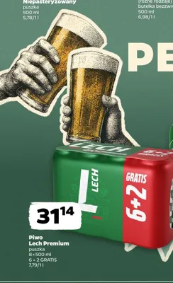 Piwo Lech Premium 8-pak promocja w Netto