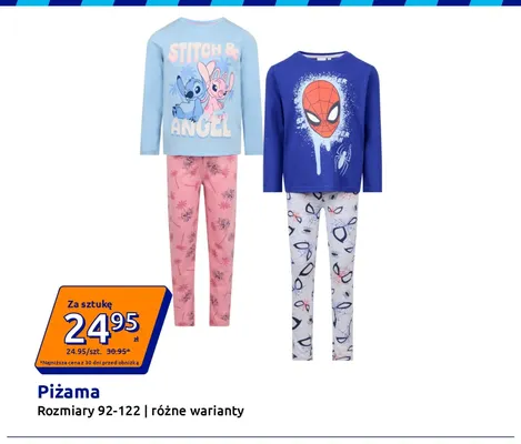Piżama dziecięca Disney Stitch & Angel 92-122 promocja w Action