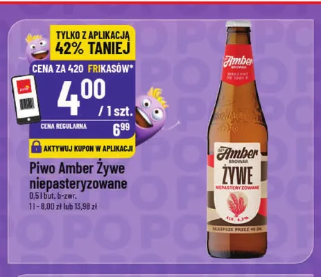 Piwo Amber Żywe niepasteryzowane promocja w POLOmarket