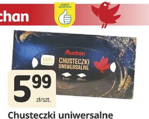 Chusteczki uniwersalne Auchan 2-warstwowe promocja w Marketvita