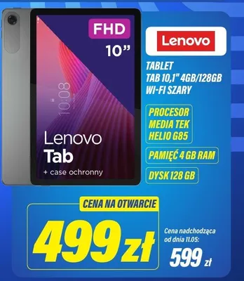 Tablet Lenovo Tab 10,1" 4GB/128GB Wi-Fi szary promocja w RTV EURO AGD