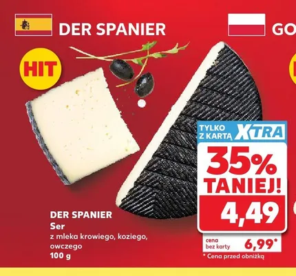 Ser z mleka krowiego, koziego, owczego Der Spanier promocja w Kaufland