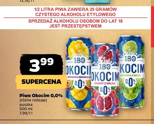 Piwo bezalkoholowe Okocim limonka z miętą promocja w Netto