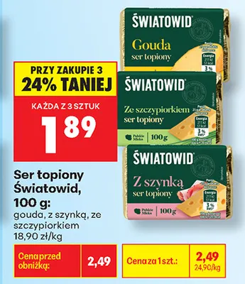 Ser topiony Światowid z szynką promocja w Biedronka