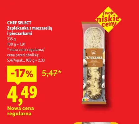 Zapiekanka z mozzarellą i pieczarkami Chef Select promocja w Lidl