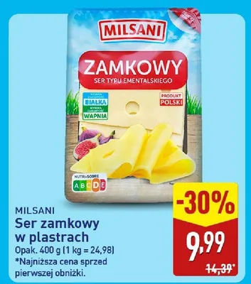 Ser zamkowy w plastrach Milsani promocja w Aldi