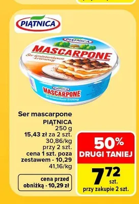 Ser mascarpone Piątnica promocja w Carrefour