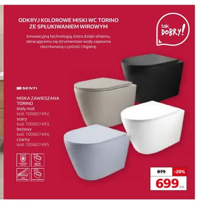 Miska zawieszana Senti Torino czarny promocja w Komfort