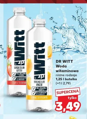 Woda witaminowa Dr Witt o smaku truskawkowym promocja w Kaufland