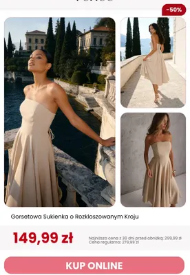 Sukienka gorsetowa o rozkloszowanym kroju Renee promocja w Renee