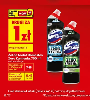 Żel do toalet Domestos Zero Kamienia Blue promocja w Biedronka