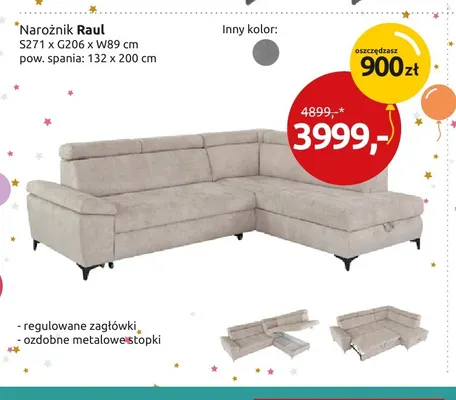 Narożnik Raul promocja w Black Red White