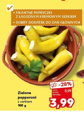Zielone pepperoni z serkiem promocja w Kaufland