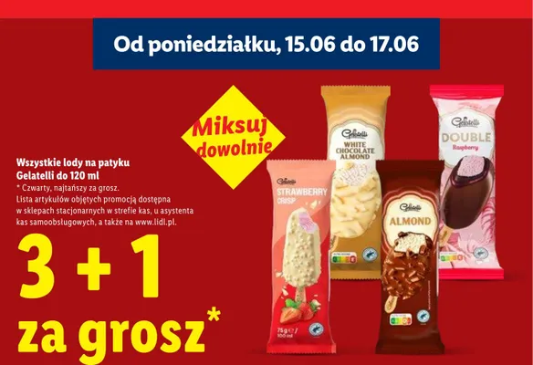 Lody na patyku Gelatelli Double Raspberry promocja w Lidl