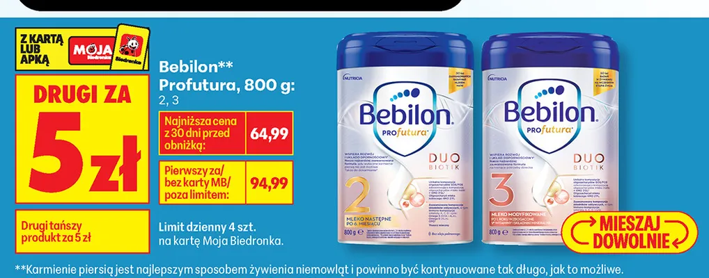 Mleko modyfikowane Bebilon Profutura 3 promocja w Biedronka