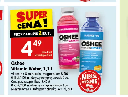 Woda witaminowa Oshee Vitamin Water magnez & B6 1,1 l promocja w Twój Market