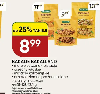 Pistacje solone prażone Bakalland promocja w Chata Polska