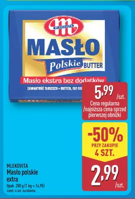 Masło polskie extra Mlekovita promocja w Aldi
