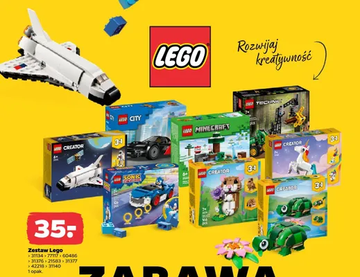 Zestaw klocków Lego: 31134, 77117, 60486, 31376, 21583, 31377, 42218, 31140 promocja w Netto