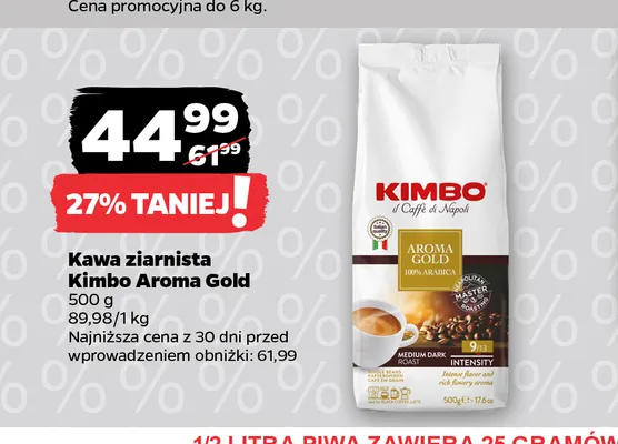 Kawa ziarnista Kimbo Aroma Gold promocja w Netto