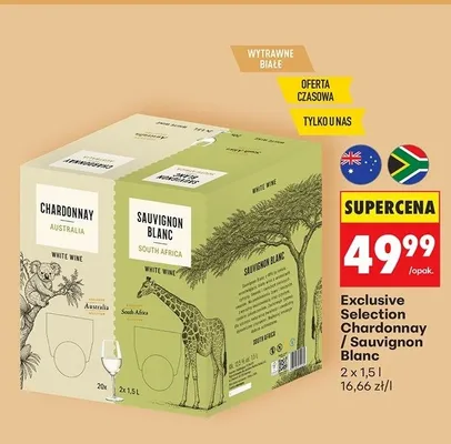 Wino białe Exclusive Selection Chardonnay / Sauvignon Blanc promocja w Biedronka