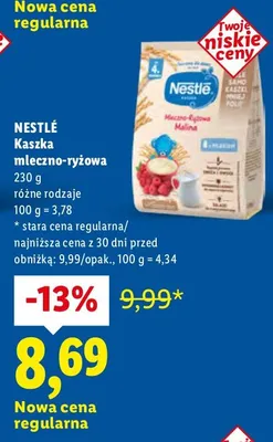 Kaszka mleczno-ryżowa różne rodzaje Nestlé promocja w Lidl