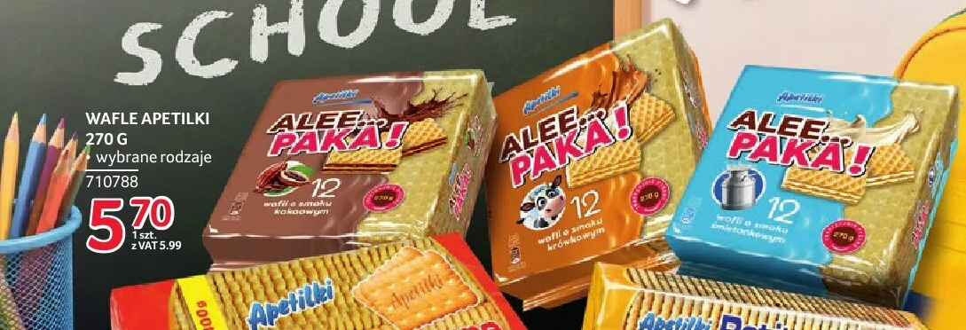 Wafle o smaku krówkowym Apetilki Alee Paka! promocja w Selgros