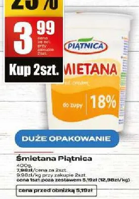 Śmietana Piątnica promocja w Supeco