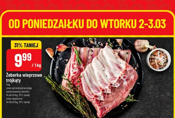Żeberka wieprzowe trójkąty promocja w POLOmarket