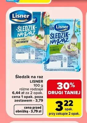 Śledzik na raz w oleju z cebulką Lisner promocja w Carrefour
