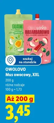 Mus owocowy Owolovo Rabarbarowo XXL promocja w Lidl