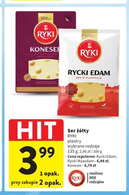 Ser żółty Rycki Maasdam Ryki promocja w Intermarche
