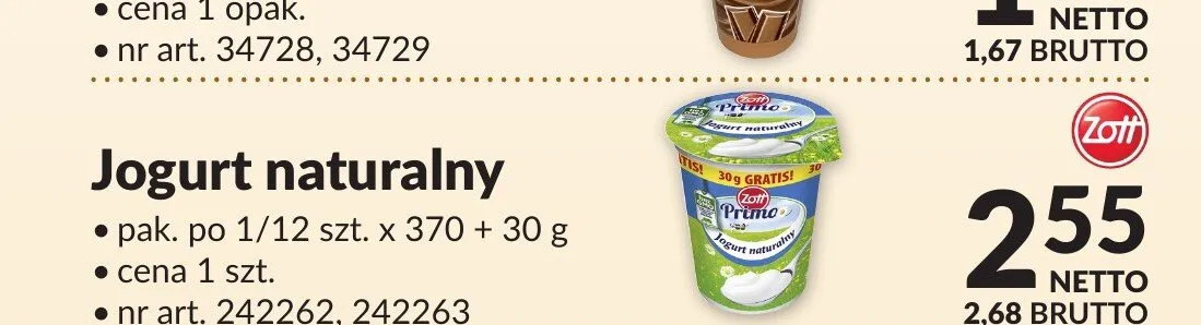 Jogurt naturalny Zott Primo promocja w Makro